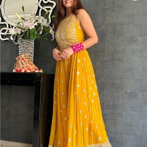 Yellow/Gold Designer Women's Jumpsuit for Haldi
